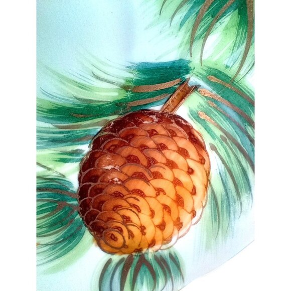 Norcrest Pine Cone Needles Hand painted Saucer Vintage 6 Inch Replacement 3/566 - Picture 4 of 12